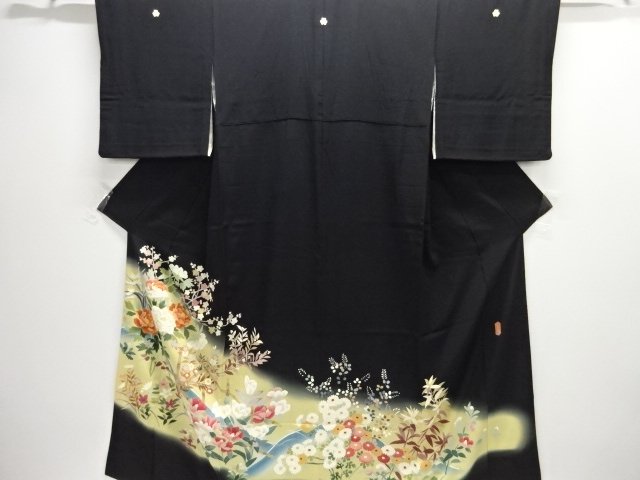 成竹登茂男作　本場加賀友禅牡丹に草花模様留袖（比翼付き）